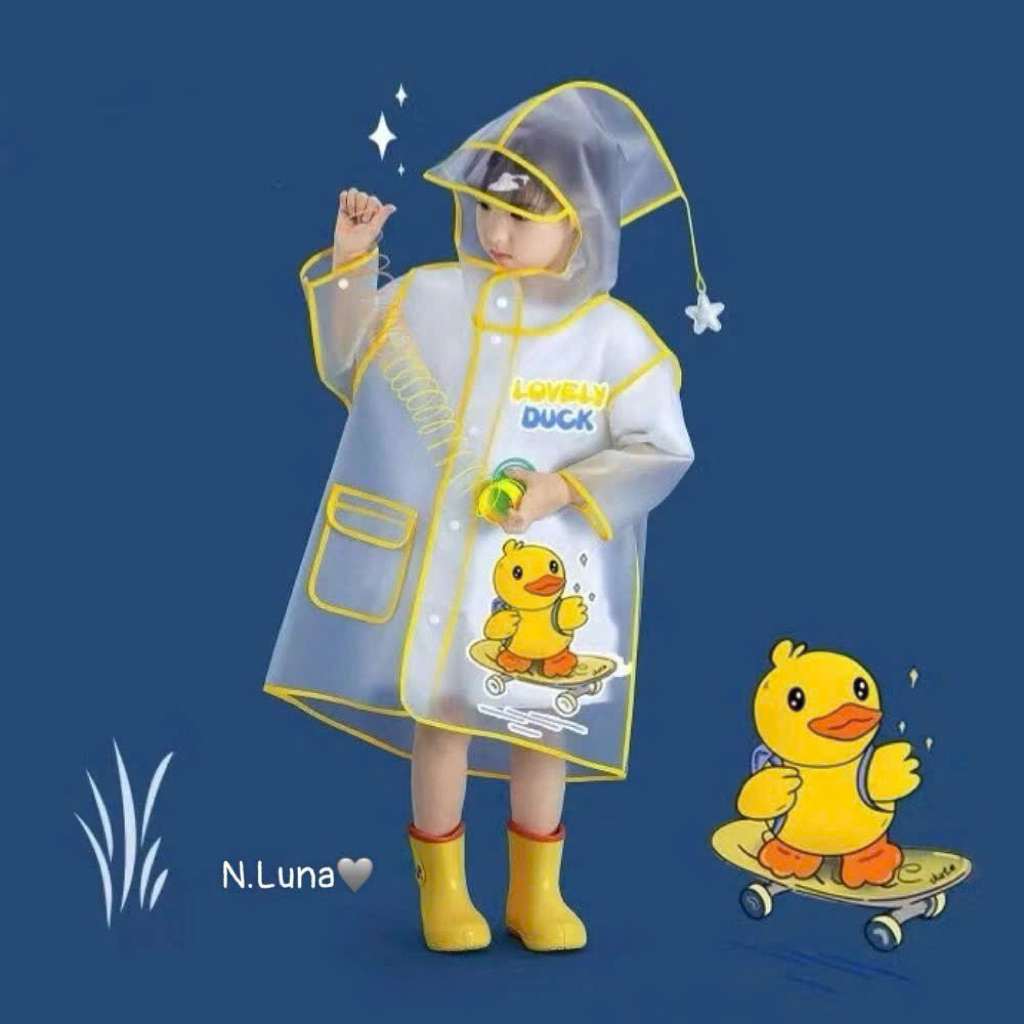 Áo mưa cho bé kèm mũ cho bé 4-15y