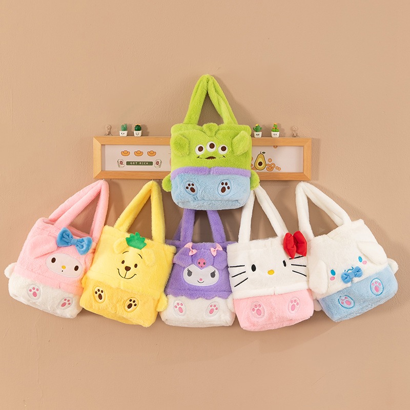 Túi xách lông mịn Kuromi, Melody, Túi đeo vai vuông xách tay lông nhung dễ thương nhỏ gọn Yeli Shop