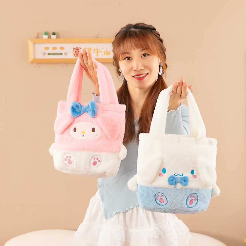 Túi xách lông mịn Kuromi, Melody, Túi đeo vai vuông xách tay lông nhung dễ thương nhỏ gọn Yeli Shop