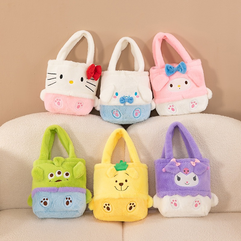 Túi xách lông mịn Kuromi, Melody, Túi đeo vai vuông xách tay lông nhung dễ thương nhỏ gọn Yeli Shop