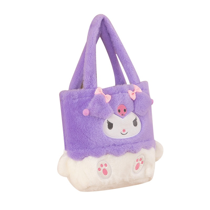 Túi xách lông mịn Kuromi, Melody, Túi đeo vai vuông xách tay lông nhung dễ thương nhỏ gọn Yeli Shop