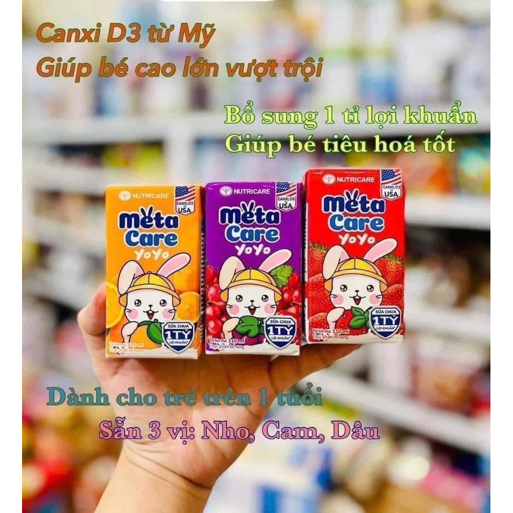 {Hot} Sữa metacare Yoyo Cam-dâu-nho 110ml 1 thùng 48hộp - dành cho bé