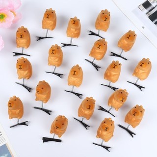 (SET 2) Kẹp Tóc Lò Xo Capybara Dễ Thương - Kẹp Tóc Hình Gấu Capybara Lông Nhung Mềm Mịn, Dễ Kẹp, Phụ Kiện Tóc Cho Bé
