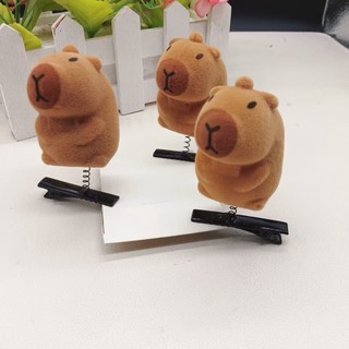 (SET 2) Kẹp Tóc Lò Xo Capybara Dễ Thương - Kẹp Tóc Hình Gấu Capybara Lông Nhung Mềm Mịn, Dễ Kẹp, Phụ Kiện Tóc Cho Bé