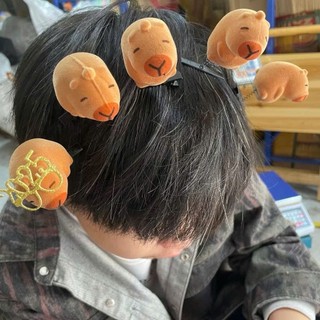(SET 2) Kẹp Tóc Lò Xo Capybara Dễ Thương - Kẹp Tóc Hình Gấu Capybara Lông Nhung Mềm Mịn, Dễ Kẹp, Phụ Kiện Tóc Cho Bé