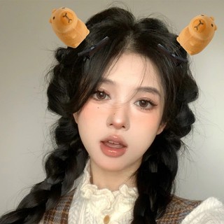 (SET 2) Kẹp Tóc Lò Xo Capybara Dễ Thương - Kẹp Tóc Hình Gấu Capybara Lông Nhung Mềm Mịn, Dễ Kẹp, Phụ Kiện Tóc Cho Bé
