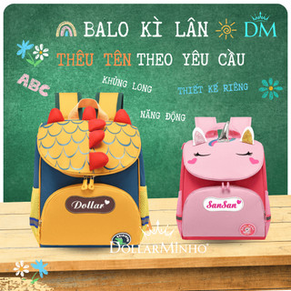 (Thêu Tên) Balo Khủng long, Kỳ Lân Cho Bé Mầm Non, Quai Đeo Êm, Phản Quang An Toàn, Nhiều Màu Dễ Thương