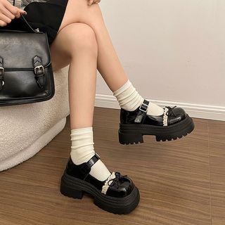 Giày Đốc Nữ Cao 6 Phân Viền Ren Đính Nơ Siêu Xinh Hot Trend 2025