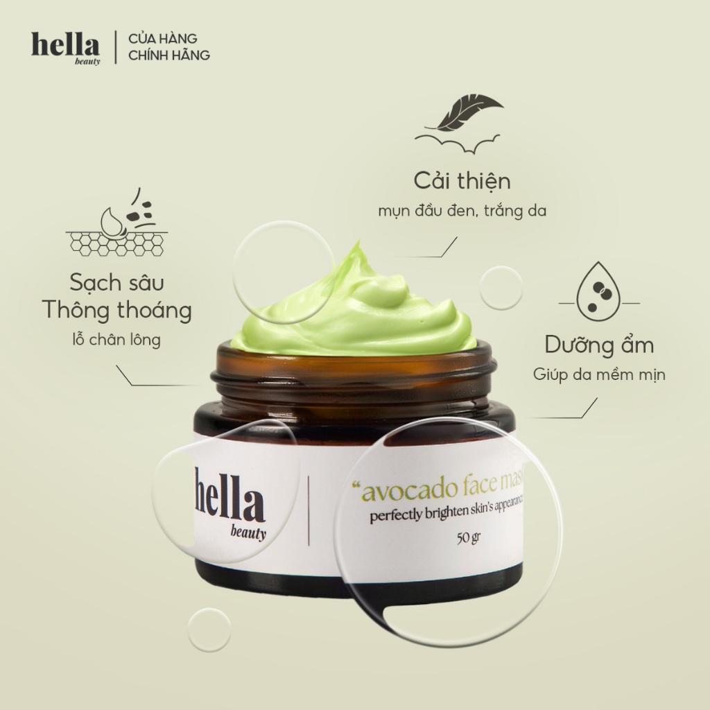 Mặt nạ chiết xuất thực vật làm sạch sâu dưỡng sáng da Hella Beauty 50g an toàn cho da nhạy cảm