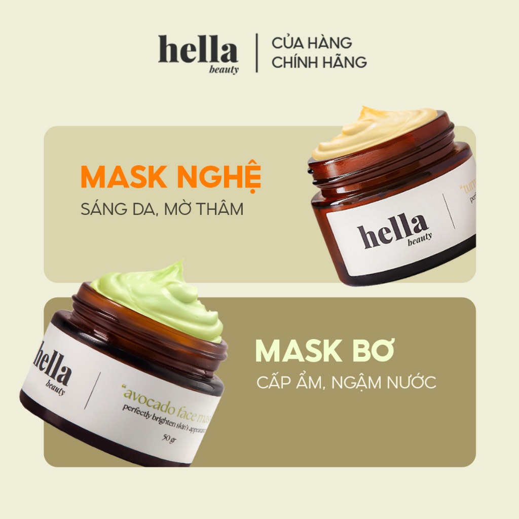 Mặt nạ chiết xuất thực vật làm sạch sâu dưỡng sáng da Hella Beauty 50g an toàn cho da nhạy cảm