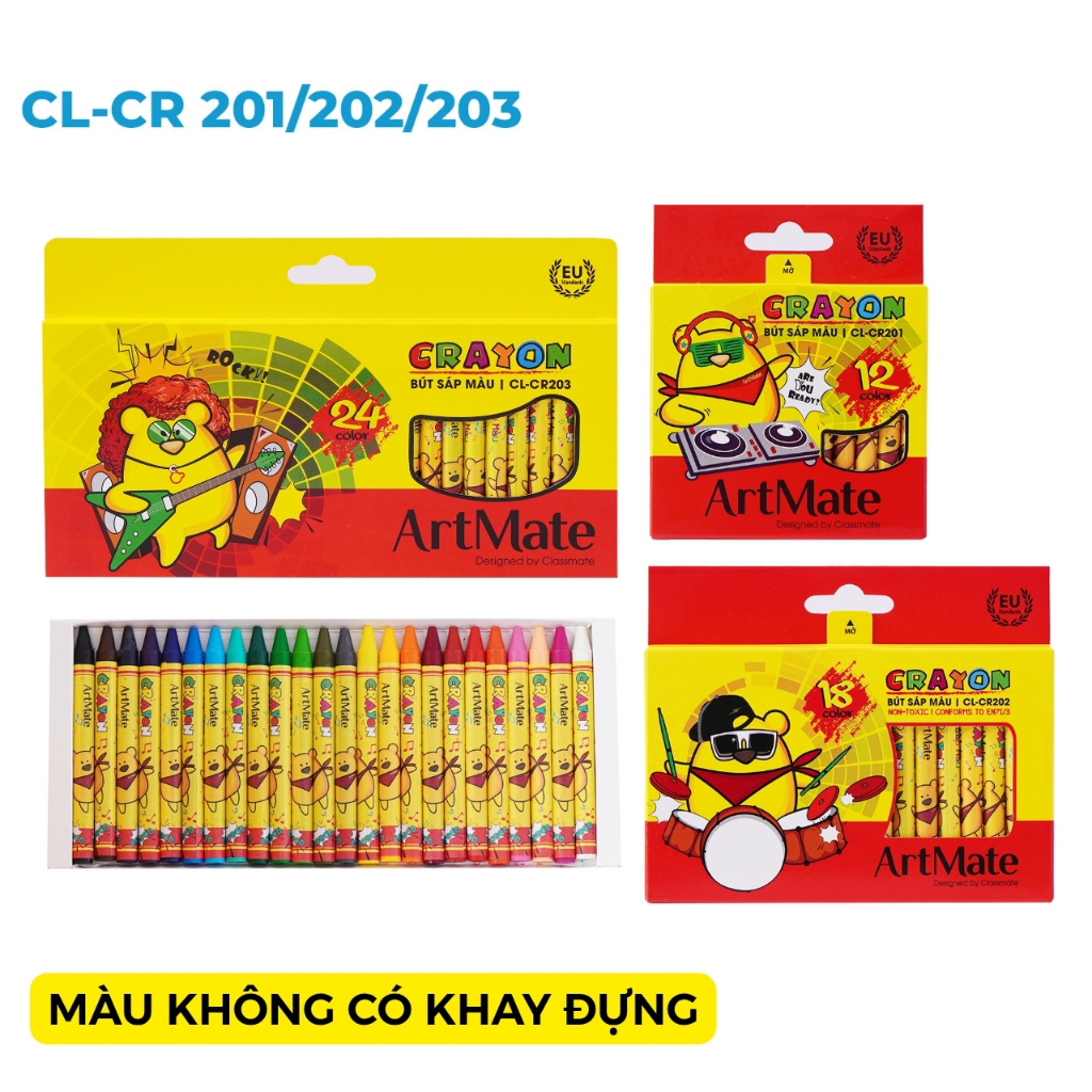 Bút Sáp Màu 12/18/24 Màu Tươi Sáng, Tô Mịn, An Toàn Cho Bé Tập Tô, Vẽ Tranh, Màu Vẽ Học Sinh