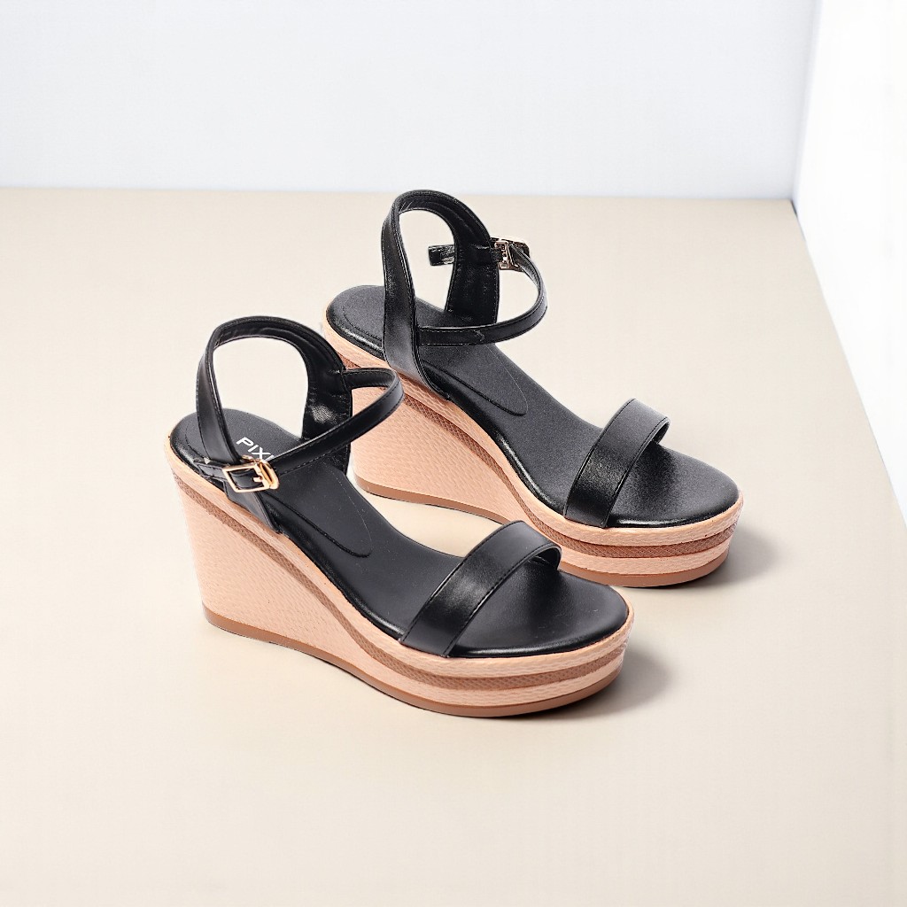 [Form nhỏ tăng size] Giày Sandal Nữ Đế Xuồng 9cm Quai Ngang Pixie H100