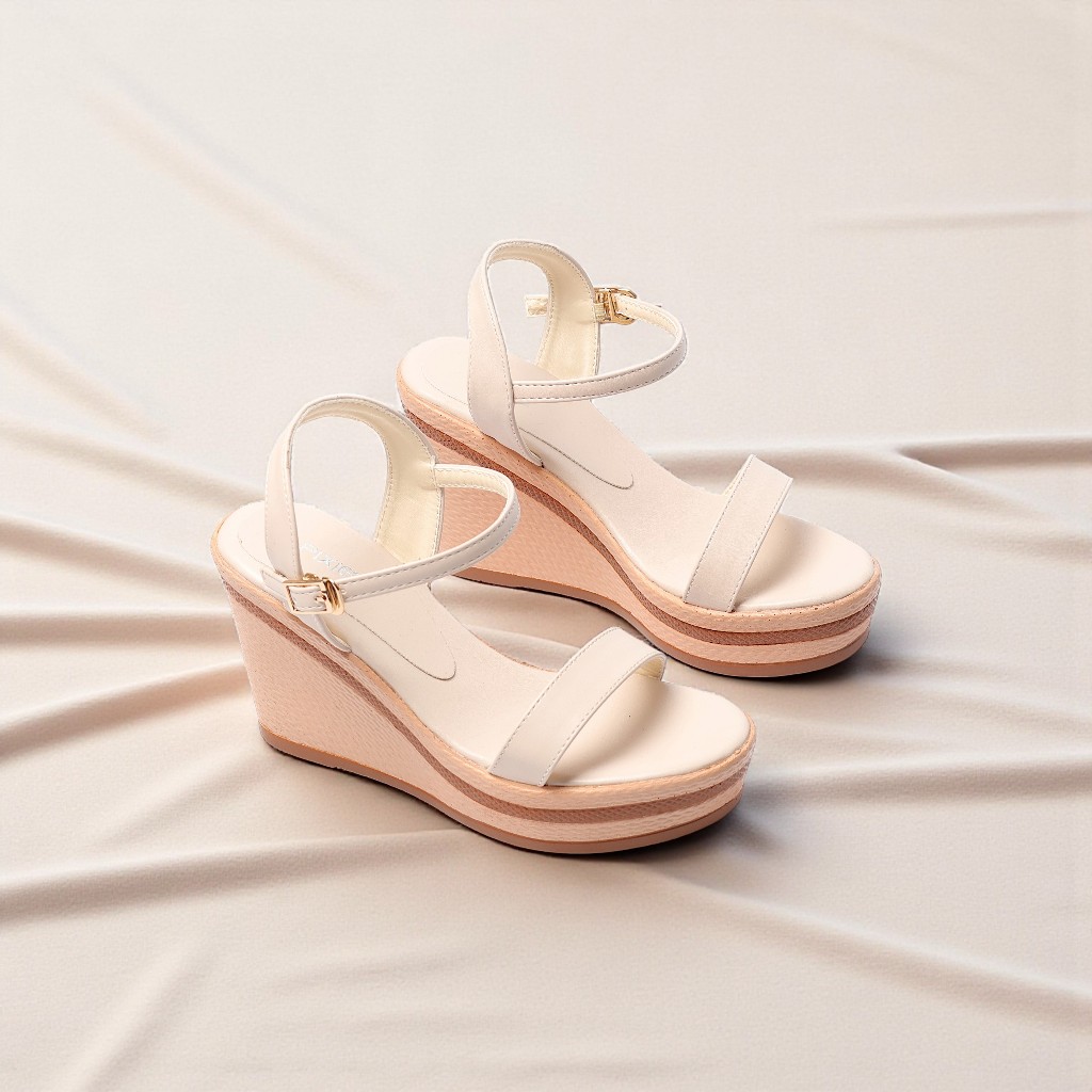 [Form nhỏ tăng size] Giày Sandal Nữ Đế Xuồng 9cm Quai Ngang Pixie H100
