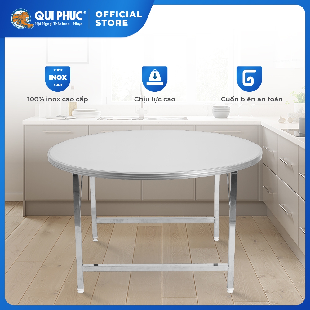 [FREESHIP] Bàn inox gấp gọn 1m2 Dona Evo QUI PHÚC, inox 201 cao cấp, sáng bóng, bàn ăn gia đình