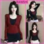 Áo Thun Dài Tay Phối 2 Lớp Đỏ Đen RANSHI Tiểu Thư Hotgirl Dễ Phối Đồ Cotton Mềm Mát - RA339