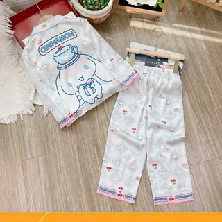 [13kg - 45kg] Bộ đồ ngủ lụa trẻ em cao cấp - Bộ bé gái tay dài quần dài - hoạ tiết đáng yêu