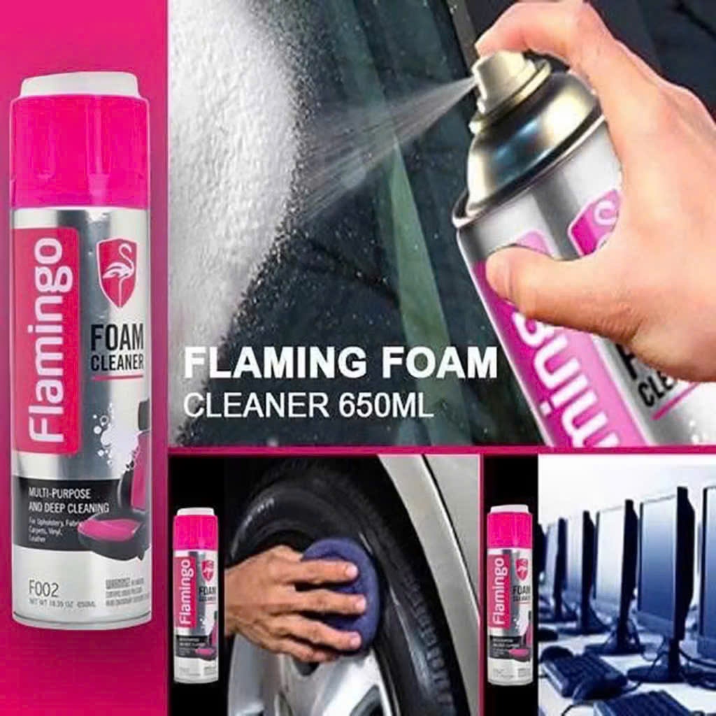 [LOẠI TỐT] Chai Xịt Bọt Tuyết Vệ Sinh Nội Thất Ô Tô,  Ghế Da Flamingo F002 - 650ml
