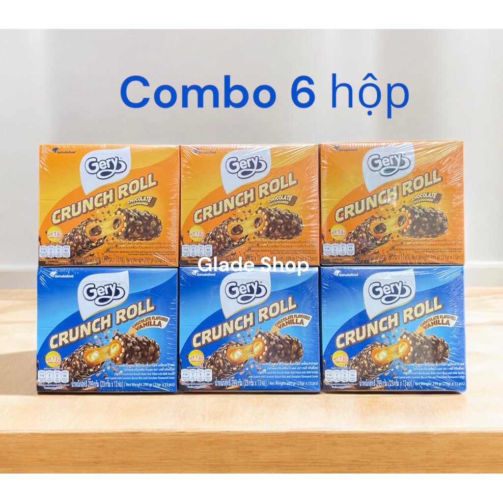 Combo 6 hộp bánh Gery Crunch Roll socola và vani nhập khẩu indo ...
