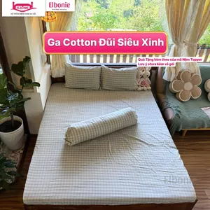 Drap Nệm Cotton Đũi đậu nành thoáng khí mềm mịn, bọc nệm dưới 10cm