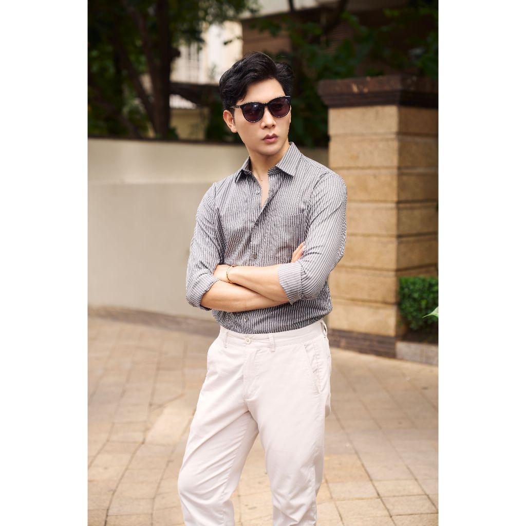 Áo Sơ Mi Nam Dài Tay NINOMAXX Kẻ Sọc Chất Cotton Thoáng Mát Form Slimft Tôn Dáng Lịch Lãm 2101082