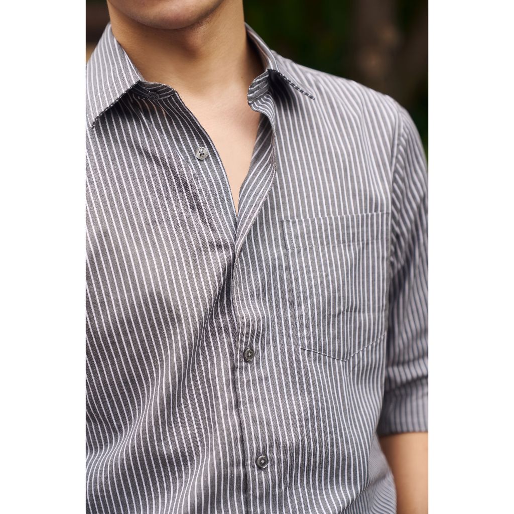Áo Sơ Mi Nam Dài Tay NINOMAXX Kẻ Sọc Chất Cotton Thoáng Mát Form Slimft Tôn Dáng Lịch Lãm 2101082