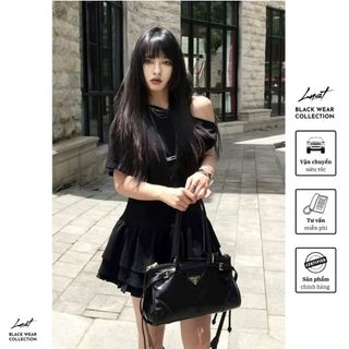 Váy nữ thiết kế lệch vai cá tính LUST Đầm nữ siêu xinh phối xòe tầng chất liệu cotton dày dặn N179