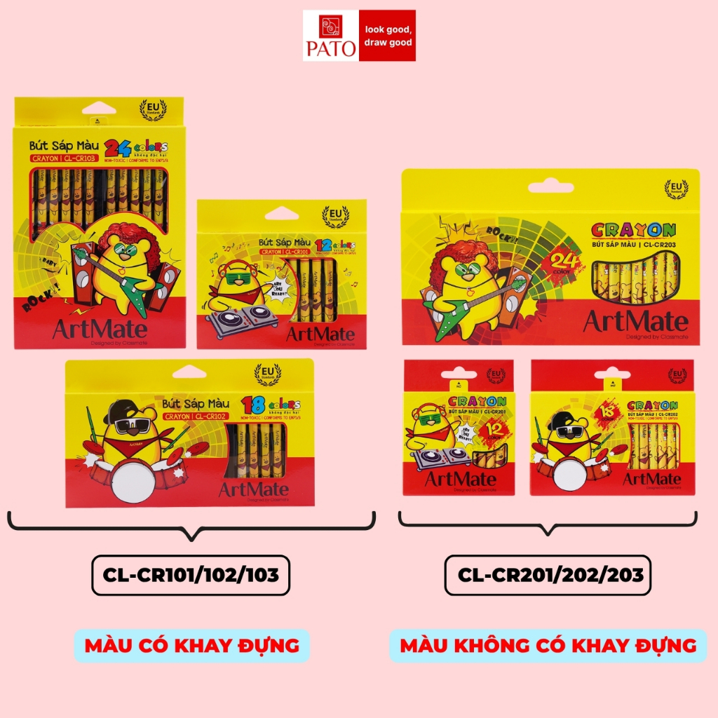 Bút Sáp Màu 12/18/24 Màu Tươi Sáng, Tô Mịn, An Toàn Cho Bé Tập Tô, Vẽ Tranh, Màu Vẽ Học Sinh