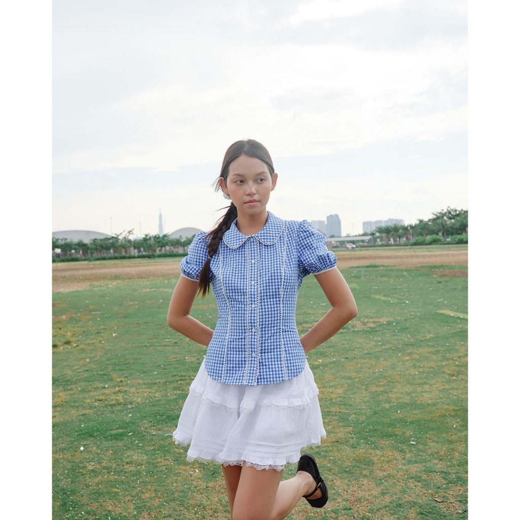 TheBlueTshirt - Chân váy trắng xoè ren có quần bảo hộ cho nữ - Blush Kiss Skirt