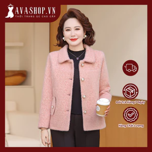 Áo Khoác Nhung Giả Lông Chồn Dáng Ngắn Thời Trang Nữ Trung Niên AD52