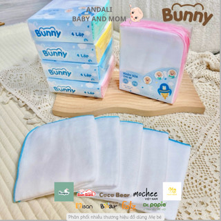 Set 10 khăn sữa xô cao cấp Bunny cho bé, mềm mại, thấm hút tốt.