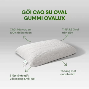 [DEAL MỞ BÁNIGối Cao Su Thiên Nhiên OVAL GUMMI OVALUX - Gối nằm cao su, Gối ngủ cao cấp 40x60x12cm