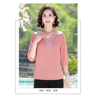 Áo Thun Tay Lỡ Phối Ren Trung Niên Lịch Sự SM76