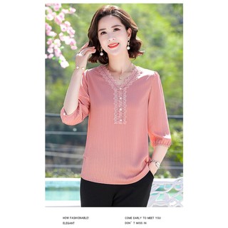 Áo Thun Tay Lỡ Phối Ren Trung Niên Lịch Sự SM76