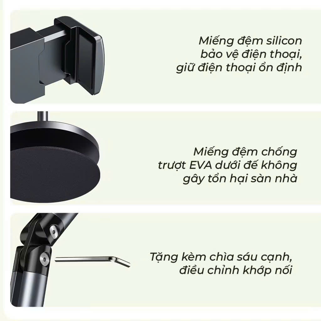 Giá Đỡ Điện Thoại L58 Xoay 360 Độ - Chất Liệu Kim Loại  - Tặng Kèm Remote - Chính Hãng HD Design