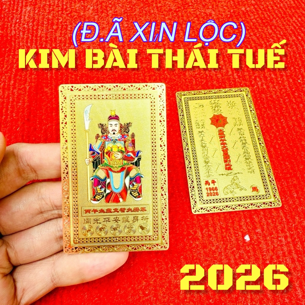 (Đã Thỉ.nh) Thẻ Kim Bài Thái Tuế 2026 Bỏ Bóp Ví Cho Người Tuổi: TÝ - SỬU - MÃO - NGỌ - DẬU [bằng kim loại]