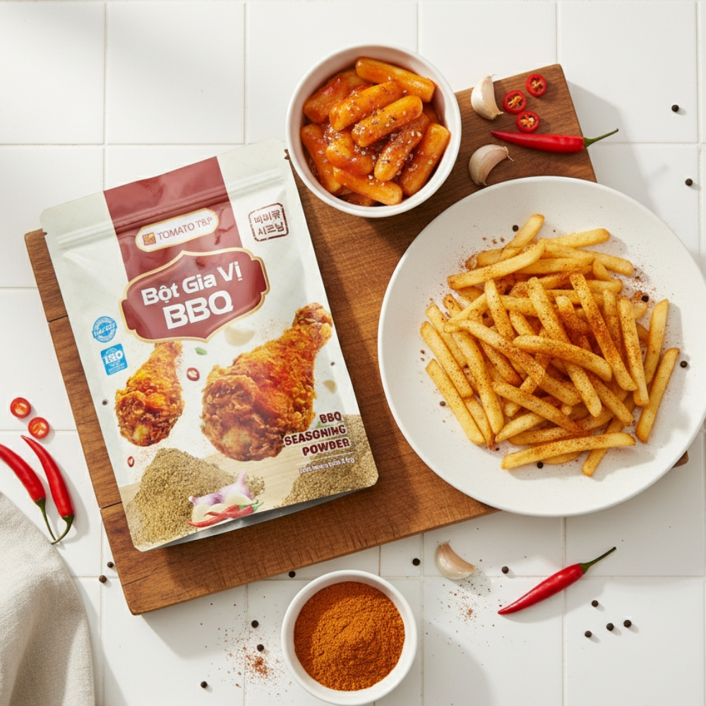 Bột BBQ Tomato T&P Gói 1Kg, Bột Lắc Khoai Tây Chiên, Dùng Cho Gà Rán, Bắp Rang, Snack Ăn Vặt- BBQ15