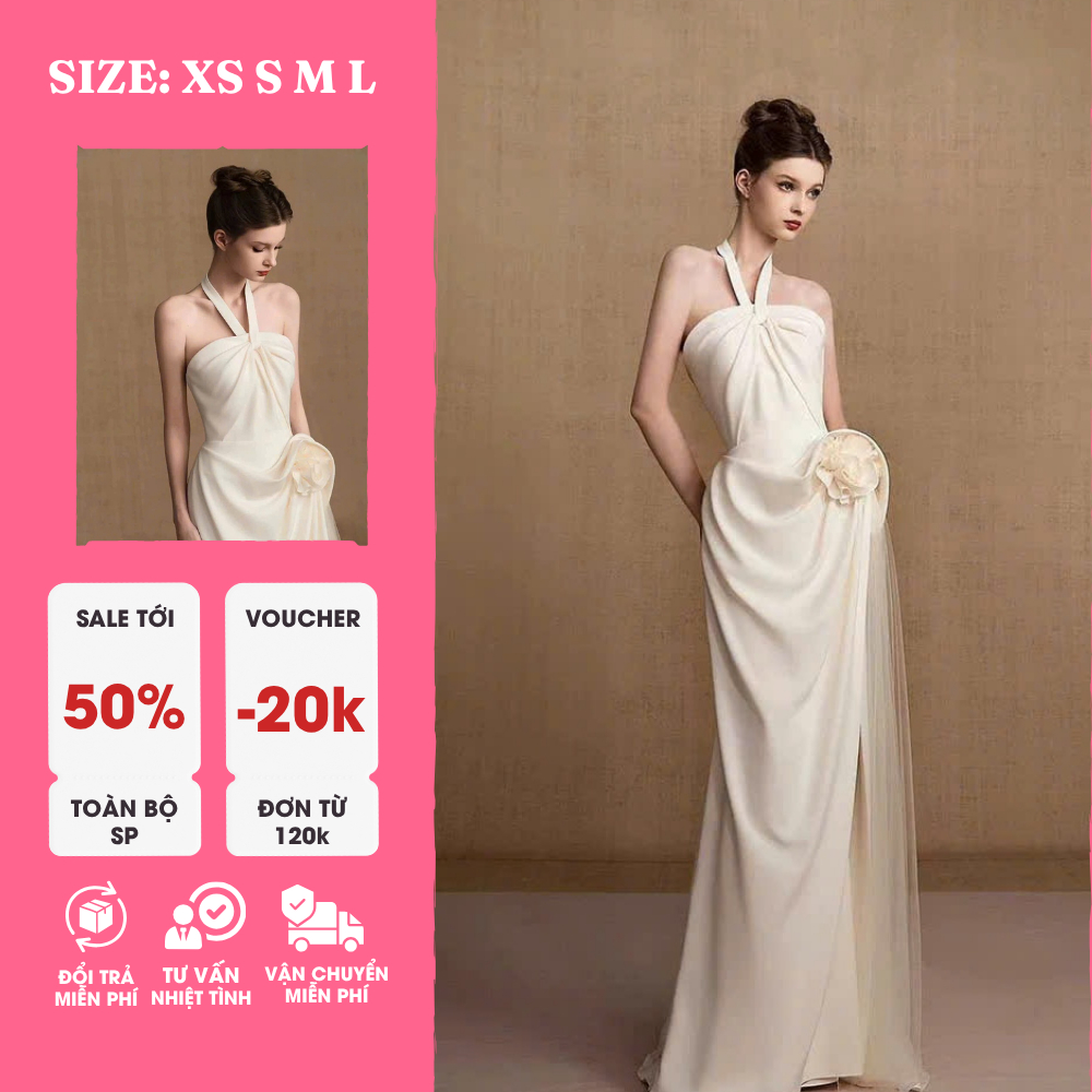 Đầm Thiết Kế Xẻ Tà Kiểu Pháp – Maxi Sang Trọng, Gợi Cảm, Thanh Lịch