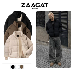 Áo Phao Lông Cừu Form Suông Và Boxy Unisex Zaagat Áo Khoác Phao Đại Hàn Lót 3 Lớp Lông Cừu Dày Giữ Ấm Chống Lạnh Local
