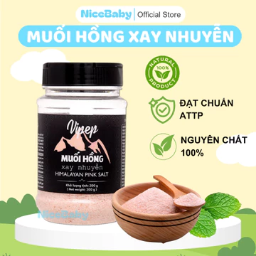 Muối Hồng Mịn HIMALAYAN VIPEP 200G Nấu Ăn Nấu Làm Bánh Ăn Kiêng An Toàn Cho Bé Ăn Dặm NiceBaby