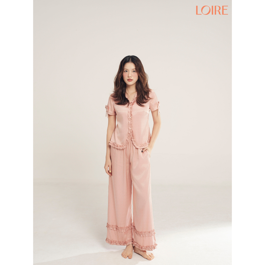 [YÊN&YÊU]Đồ Ngủ Nữ Loire FDMN250320  Lụa Vân Gỗ Tay Ngắn Quần Dài Mặc Nhà Cao Cấp