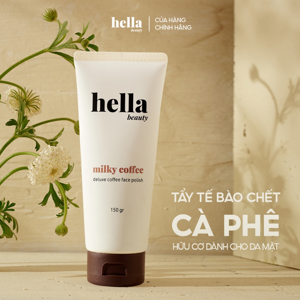 [ƯU ĐÃI HÔM NAY] Tẩy tế bào chết da mặt cà phê Hella Beauty 150g làm sạch sâu hỗ trợ sáng da đều màu