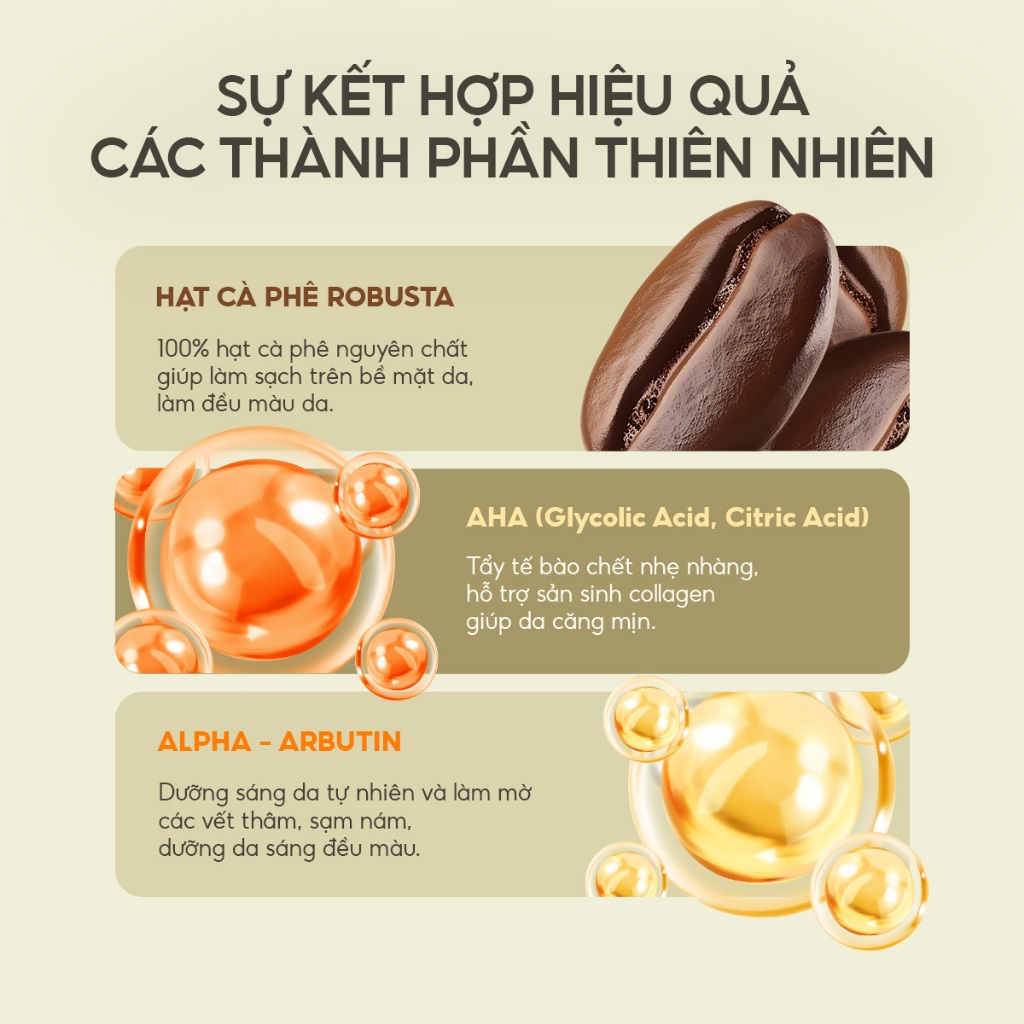 [ƯU ĐÃI HÔM NAY] Tẩy tế bào chết da mặt cà phê Hella Beauty 150g làm sạch sâu hỗ trợ sáng da đều màu