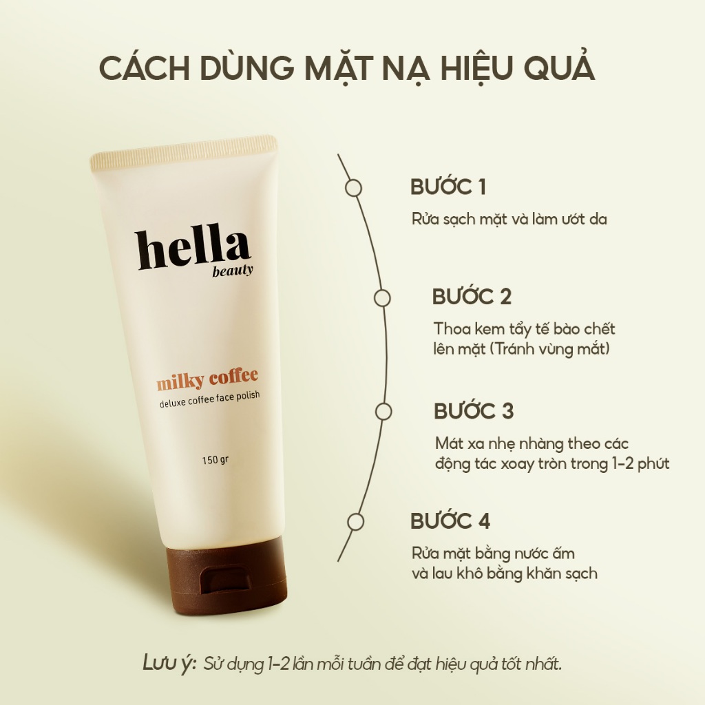 [ƯU ĐÃI HÔM NAY] Tẩy tế bào chết da mặt cà phê Hella Beauty 150g làm sạch sâu hỗ trợ sáng da đều màu