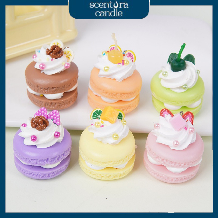 Nến Thơm Hình Bánh Macaron Scentora Candle, Trang Trí Decor Phòng, Quà Tặng Ý Nghĩa (màu random)