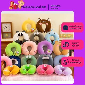 Gối Kê Cổ chữ U Ruột Bông, Gối U Cao Su Non Tựa Cổ Ô Tô, Máy Bay, Văn Phòng, Kê Cổ Giảm Nhức Mỏi Vai Gáy Khỉ Bé bedding