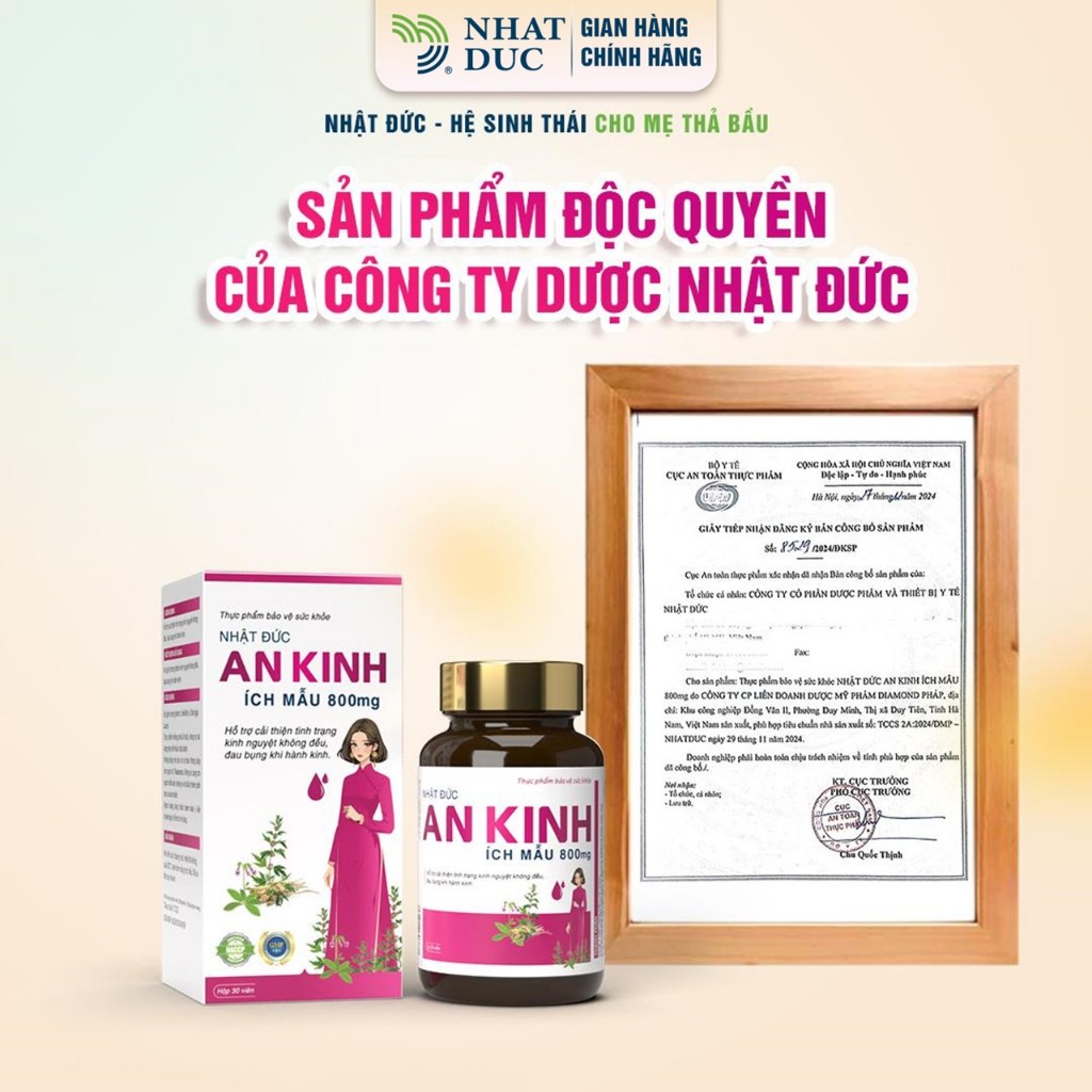 An Kinh Ích Mẫu 800mg Nhật Đức Hỗ Trợ Chu Kỳ Kinh Đều Hơn Giảm Khó Chịu Ngày Hành Kinh Hộp 30 Viên