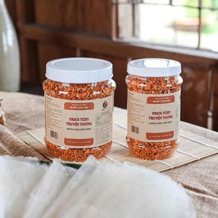 Muối tôm Tây Ninh Chú Hải loại ngon, cay vừa, hạt to, có hủ nhỏ ship hoả tốc