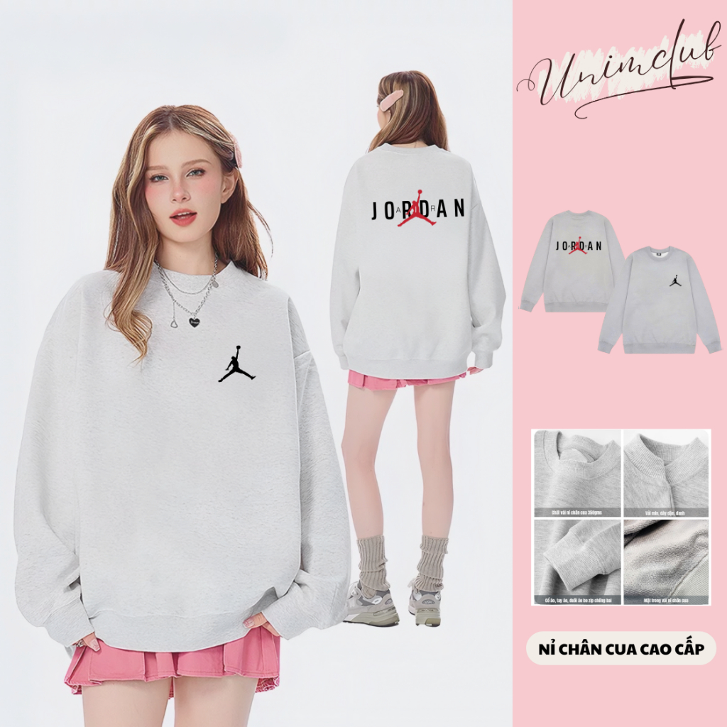 [Nỉ Chân Cua] Áo Sweater Jordan Air Dài Tay Thu Đông Unisex Unim Club Chất Nỉ Chân Cua Premium 350 GSM - SWTJD