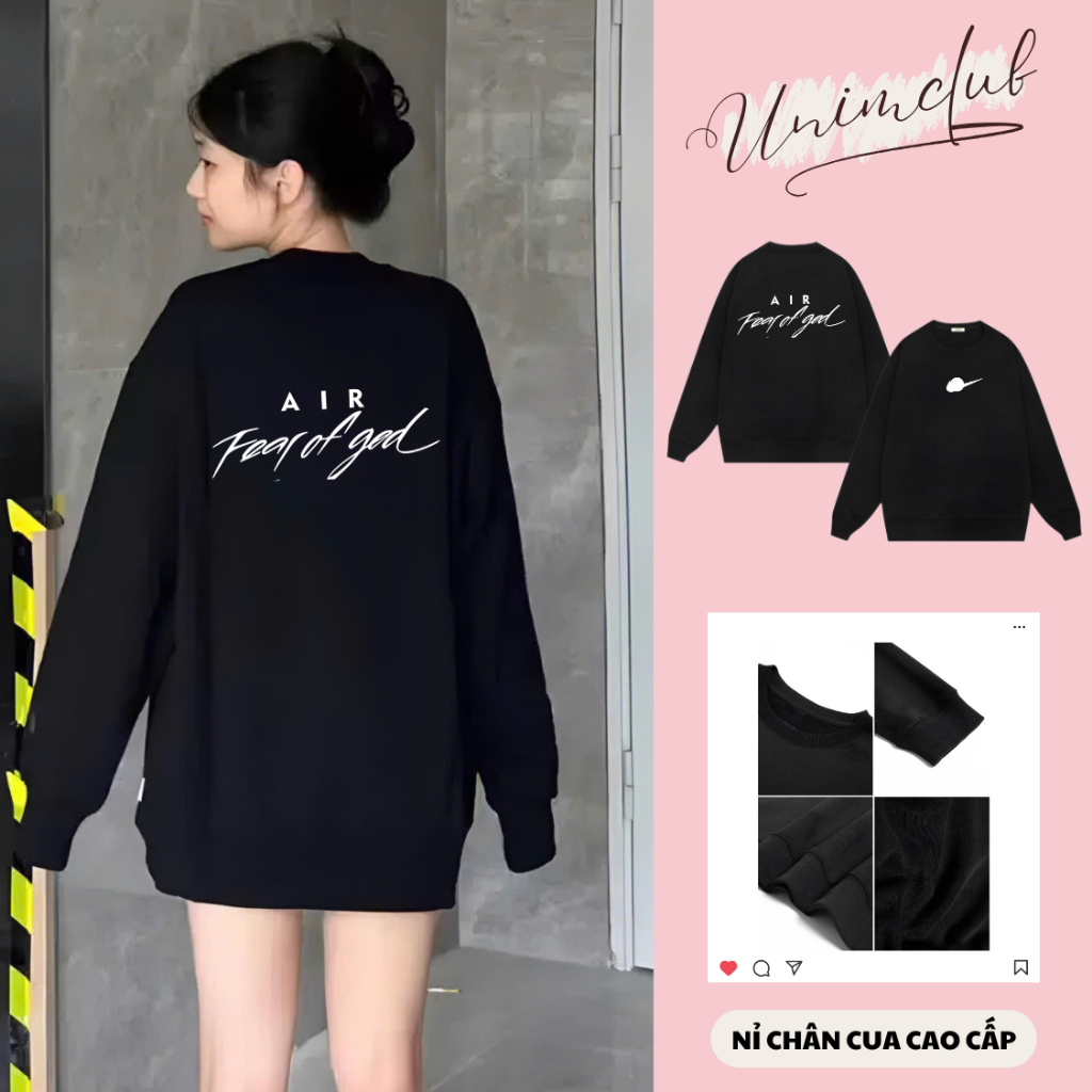 Áo Sweater Dài Tay Form Châu Âu Air FOG Nỉ Chân Cua Cao Cấp CVC Hình In Sắc Nét Chống Bong Chóc