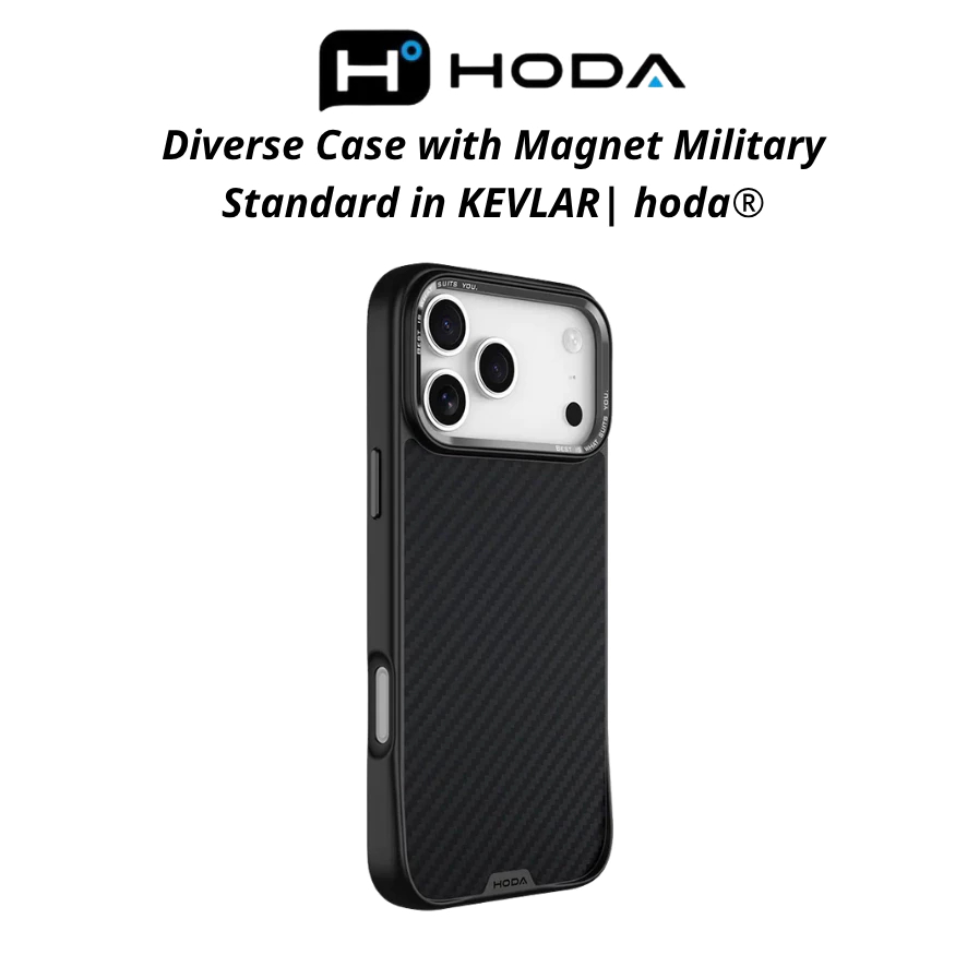 [ Chống Sốc ] Ốp Hoda Diverse KevLar/Walnut Gỗ Óc Chó  Case Military Chống Sốc Tích Hợp Sạc Từ Tính cho iP 17 Pro Max